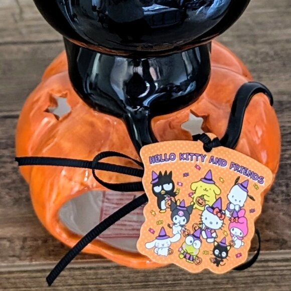 Blue Sky Clayworks Black Cat Costumed Hello Kitty on Jack-O-Lantern Tealight NWT - Picture 4 of 7